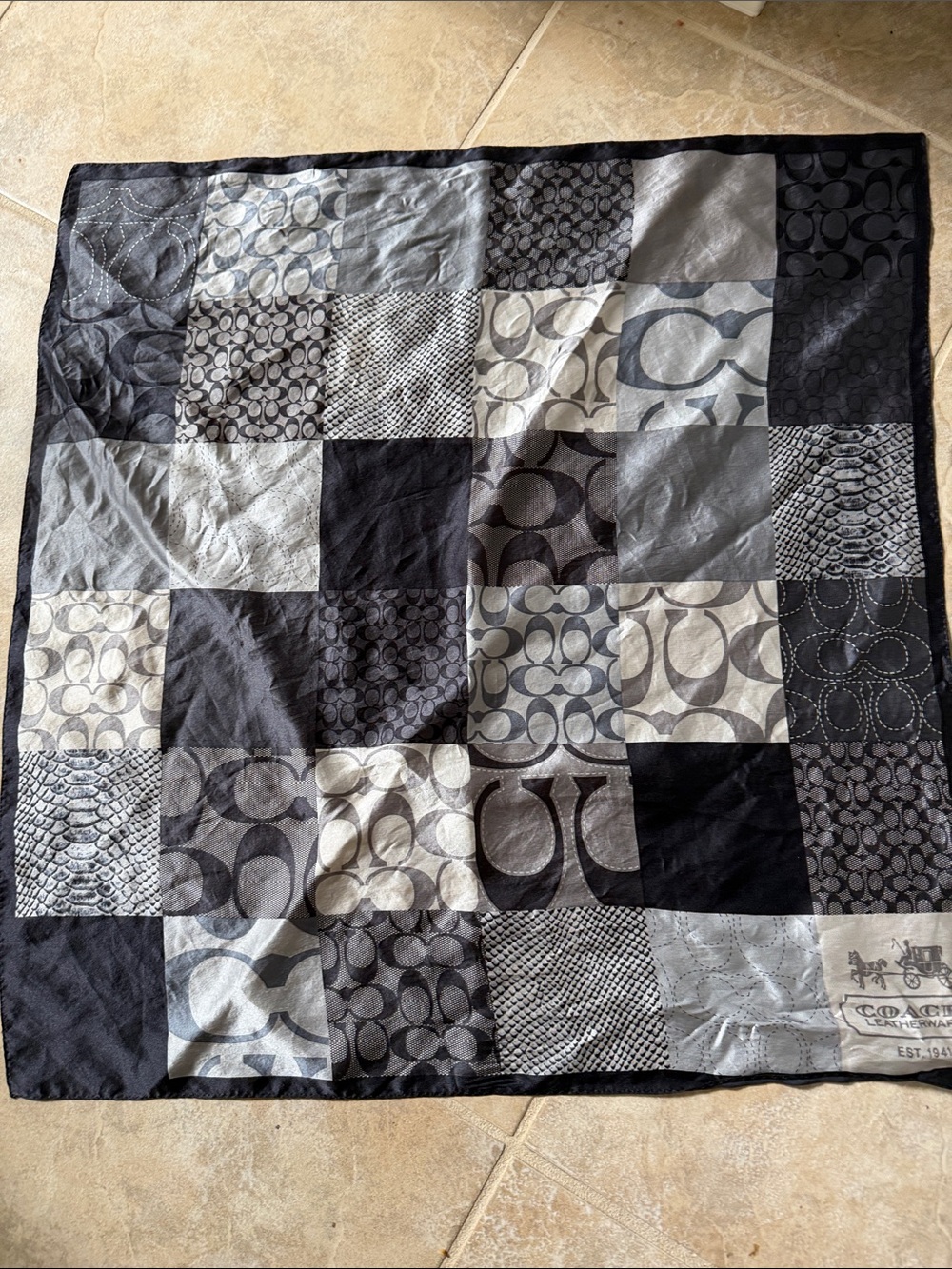 Coach Patchwork Signature Silk Scarf - Picture 4 of 9